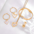 Wholesale Minimalist Stainless Steel Heart Hollow Drop Hoop Earring Necklace Set Fashionable Romantic Daily Chic Jewelry Gift