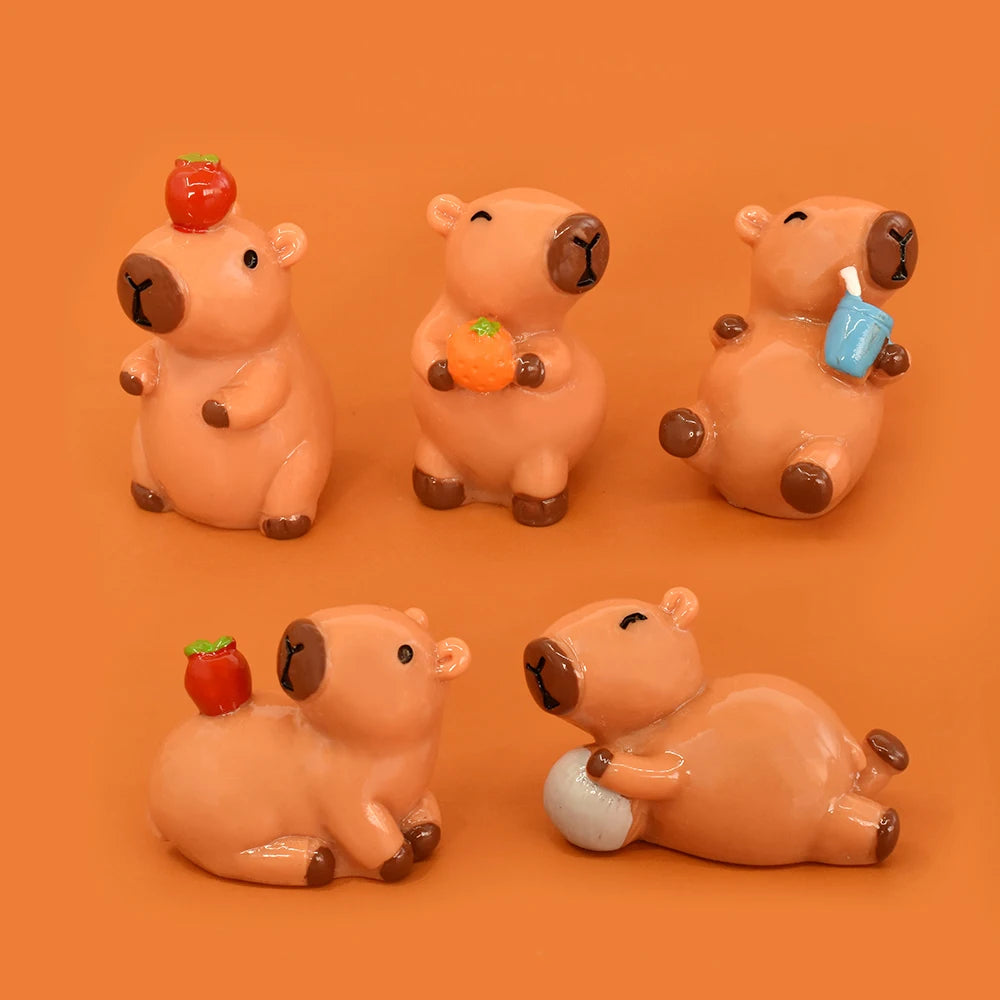 Cute Capybara Resin Cabochon Animal Resin Charms for DIY Key Chain Pendant Miniature Fairy Garden Decoration