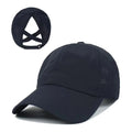 2022 Custom logo Ponytail Cap pony Tail Cross Baseball Hat Washed Cotton Distressed Mesh Trucker Hat Caps for Woman