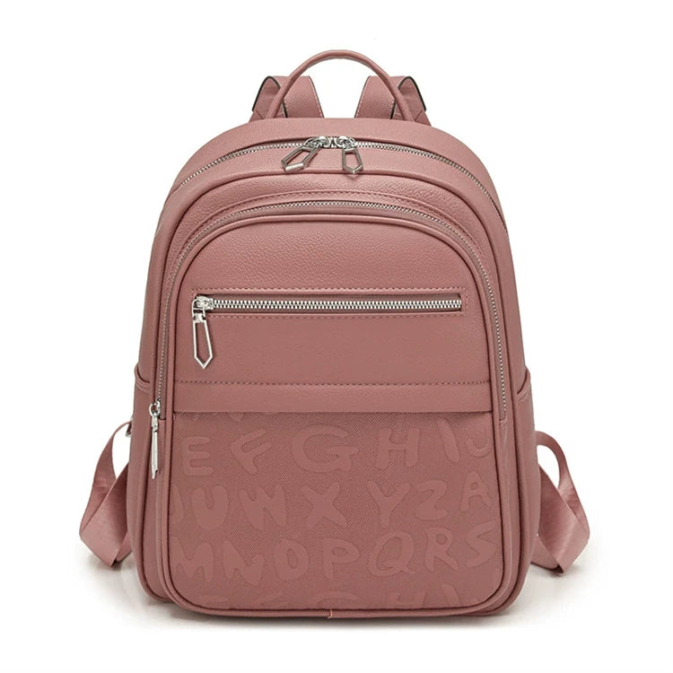 Lady Style Pink Sublimation School Backpack PU Leather with Polyester Lining for Students and Women