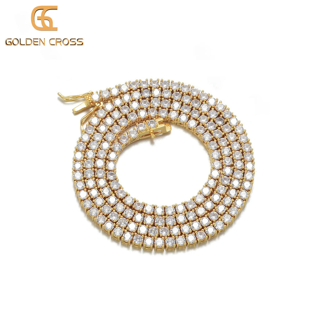 4mm Moissanite Tennis Chain Bracelet Necklace High Quality S925 Sterling Silver 24K Gold Plated for Weddings or Parties MegaBDM