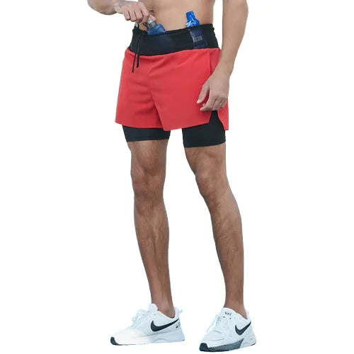 B568 New Trail Running Back Pocket Comfortable Breathable Lightweight Outdoor Marathon Racing Shorts 2 in 1 Shorts
