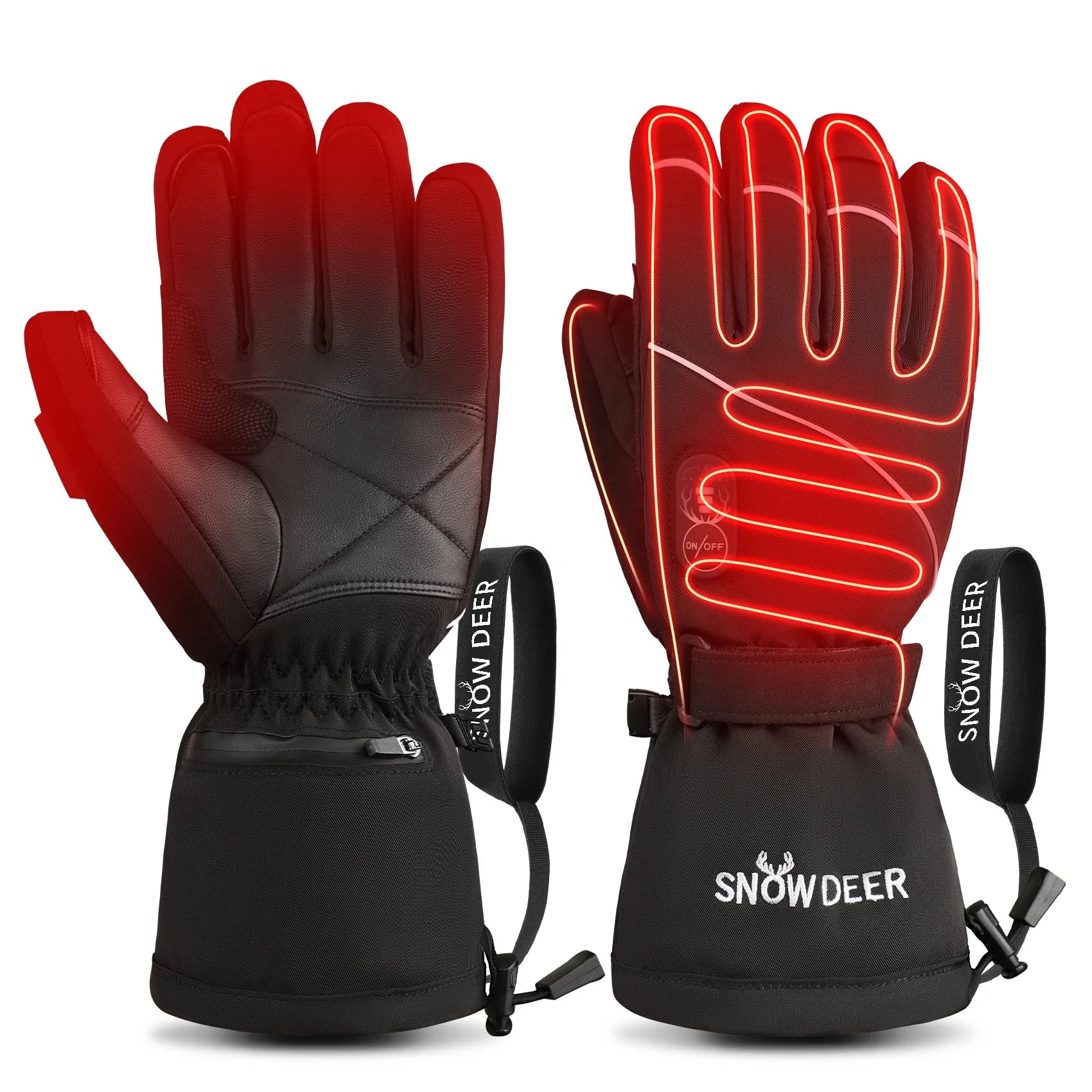Overseas Warehouses Winter Sports Non-slip Velvet Thermal Windproof Touchscreen Skiing Riding Heated Gloves for Men Women