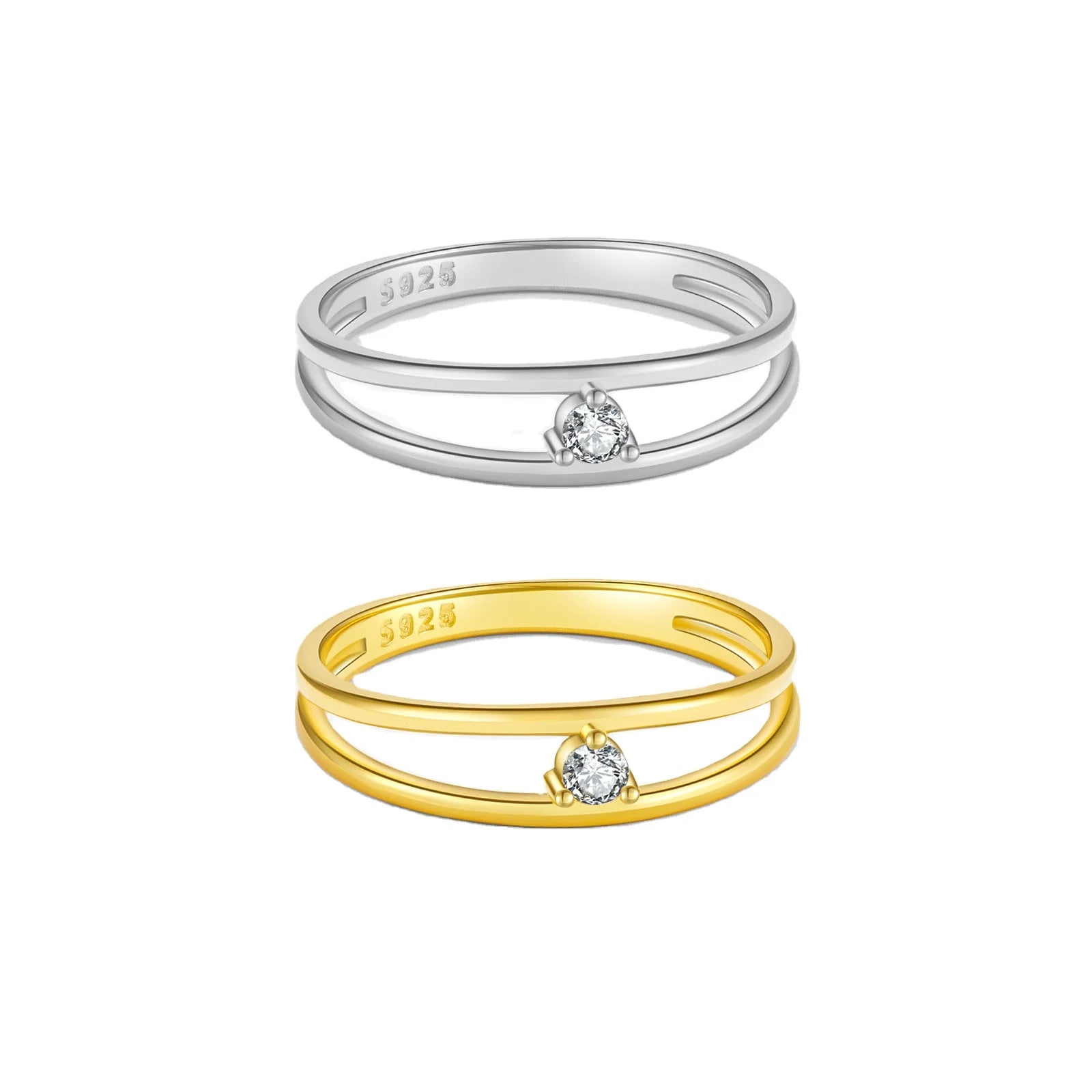 FUAMAY 925 Cz Silver Rings From China Eternity Band Double Stacker Diamond Ring Classic Style for Wedding Party or Anniversary