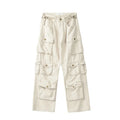 Wholesale White Washed Casual Medium Solid Utility Punk Carpenter Baggy Men Cargo Pants with Multi Pocket