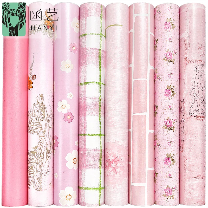 2020 Factory Supplier Pink Home Decor Wall Stick Paper Decorative Wallpaper for Kids Room