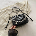 Metal Butterfly Decoration Women's Shoulder Bag Drawstring Bead Handle Chain Female Crossbody Bags Soft PU Leather Ladies Tote