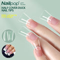 Nailpop 120PCS Duck Shape Half Cover Short Acrylic Professional Curved False Nails Extension Tips Professional Press-on Nail Art