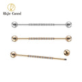 ASTM F136 Implant Grade Titanium 14G Natural Gold PVD CNC Setting CZ Industrial Barbell