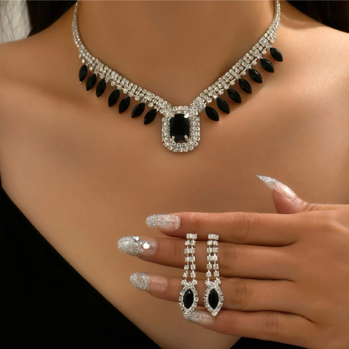 Wholesale Accessories Bridal Jewelry Set - Diamond Necklace & Earrings for Weddings & Evening Dresses