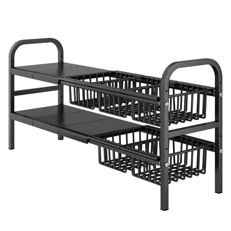 OWNSWING Adjustable Under Sink Shelf Kitchen Storage Organizer Rack Holder Expandable Shelf Storage Organizer for Kitchen
