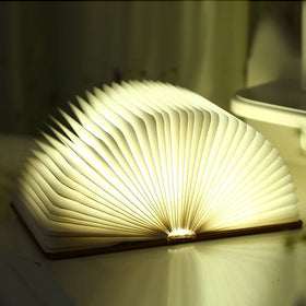 AGQ Foldable USB PU Cover LED Book Light with White Body for Bedroom Use