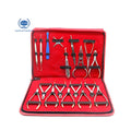 Dental Orthodontic Pliers Bracket Locator Needle Holder Stainless Steel 18-Piece Set in Leather Bag