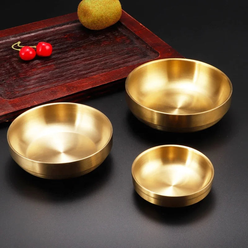 Wholesale 304 Stainless Steel Korean Anti-Scalding Bowl Gold Noodle Soup Rice Bowl Customized Eco-Friendly Metal for Parties