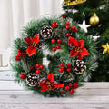 Christmas Bar Disco Outdoor PVC Garland Decoration Three Red Flower Large Wreath