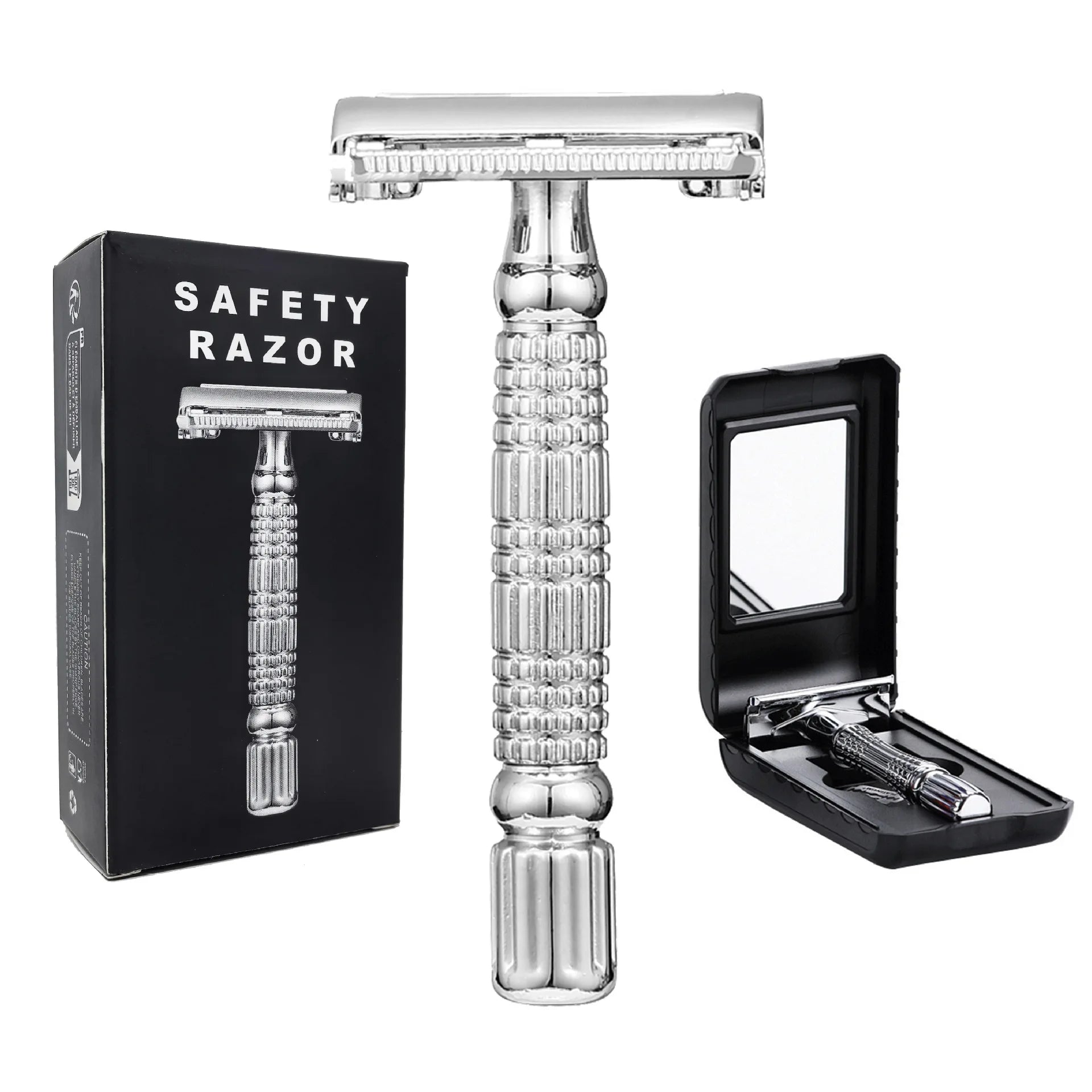 Hot Sell Manual Silver Chrome Butterfly Metal Handle Safety Single Blade Double Edge Razor for Face