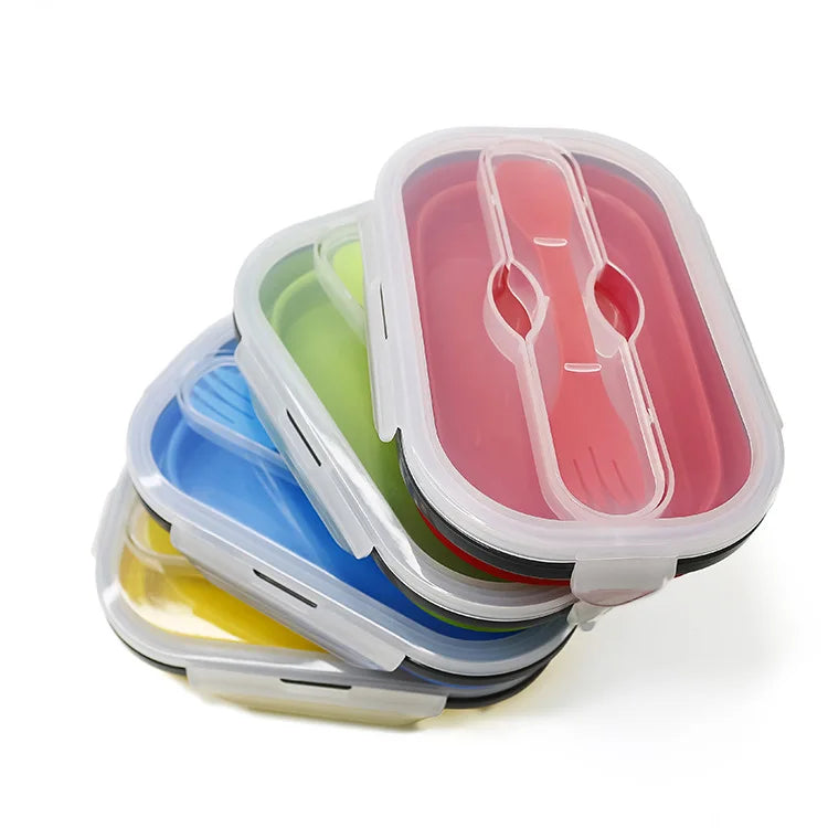 Reusable Silicon Folding Bowl Bpa Free Foldable Freezer Food Storage Container Kids Collapsable Lunch Box