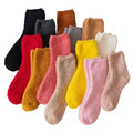 Autumn and Winter Thick Coral Fleece Women's Socks Half Fleece Warm Solid Color House Socks