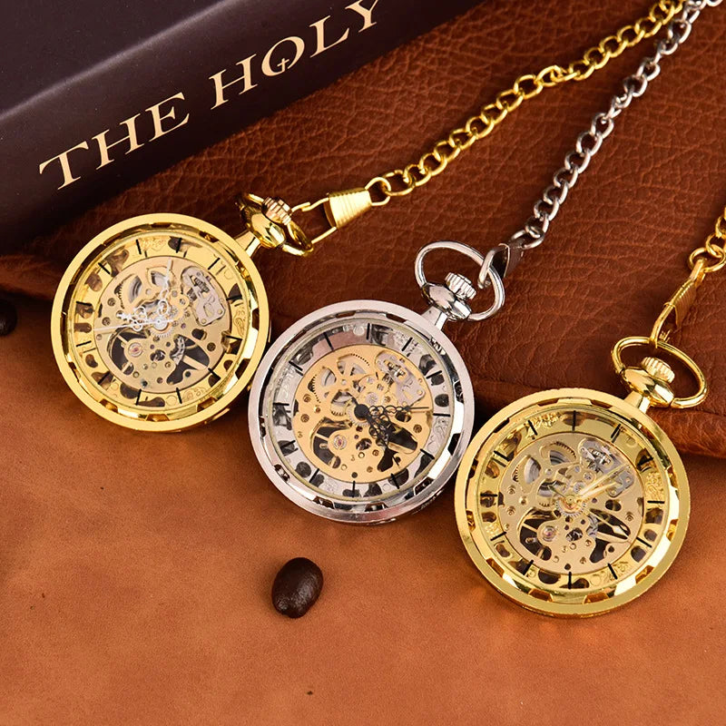 Antique Skeleton Hollow Mechanical Watches Hand Winding Mechanical Pocket Watch