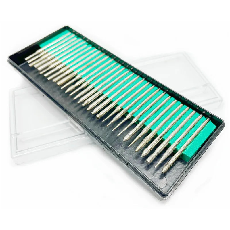 30 Sets of Emery Grinding Needle Rotary Tool Accessories Engraving Head Grinding Drill Grinding Rod 3.0MM/2.35MM