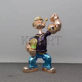 KSART Hand-painted Customizable Chrome Plated Popeye Resin Fiberglass Sculpture Artistic Holiday Wedding Decoration Statue Gift