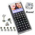40pcs/Box 16G Stainless Steel Clear Zircon Stone Labret Piercing Children's Star Ear Studs Lip Helix Body Jewelry Heart
