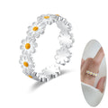 Dainty NEW Wholesale Adjustable Daisy Finger Ring Sterling Silver 925 Open Flower Rings Chrysanthemum Knuckle Woman Size 5.8-8