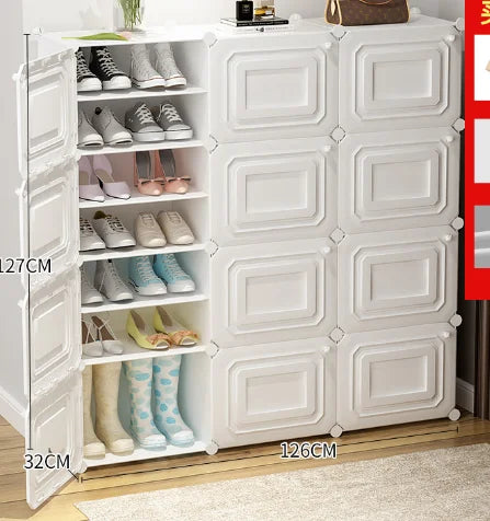 New Arrival White Modern Folding Plastic Shoe Rack Organizer with 3D Doors for Entry Home Furniture