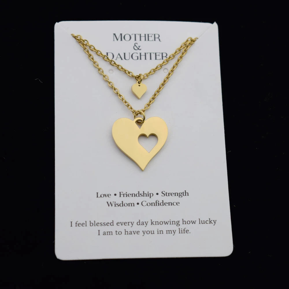 Mother Day Gifts 2021 Heart  Mother Daughter Stainless Steel Necklace
