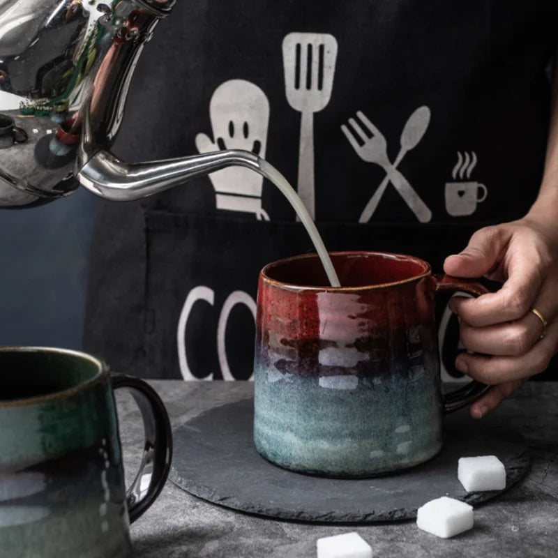 Hot Sellers Pour Over 16 Oz Large Ceramic Coffee Mug Handmade Pottery Big Tea Cup for Office and Home Microwave and Dishwasher Safe