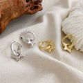 WMEF245 18K Gold Plated S925 Sterling Silver Star Hoop Earrings Fine Huggie Earings
