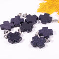 Huiying Chinese blue sand stone pendant cross shape gem stone necklace jewelry
