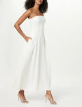 Women's Carlota Strapless Linen Maxi A-Line Dress Floor-Length Party Chiffon Anti-Static Natural Waist Drop for Summer Style