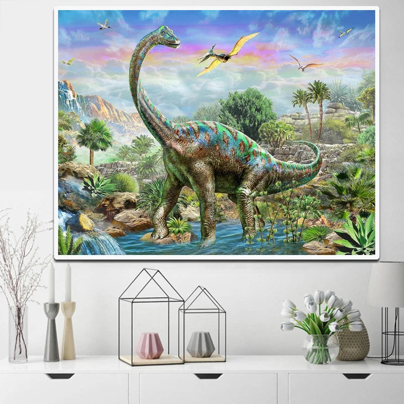 Animal Diamond Painting 5D Full Square/Round Dinosaur Landscape Painted on Canvas Home Cross Stitch Accessories Painting Kit