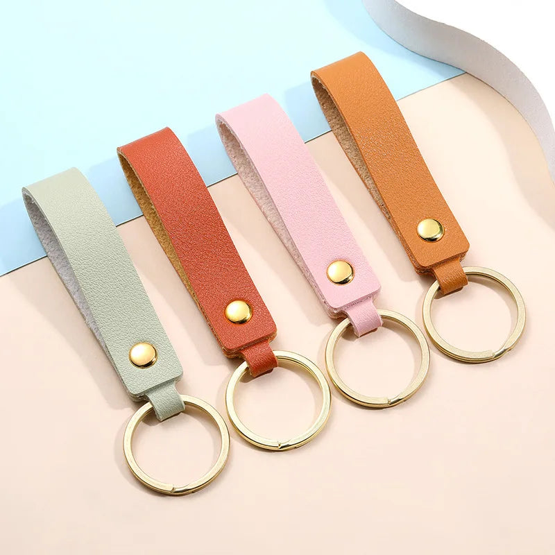 High Quality Colorful PU Leather Keychain for Portable Wallet Car Keys Keychain Wholesale