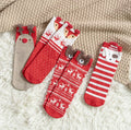 Youki Autumn and Winter Cartoon Elk Bear Cute and Comfortable Cotton Christmas Socks for Women
