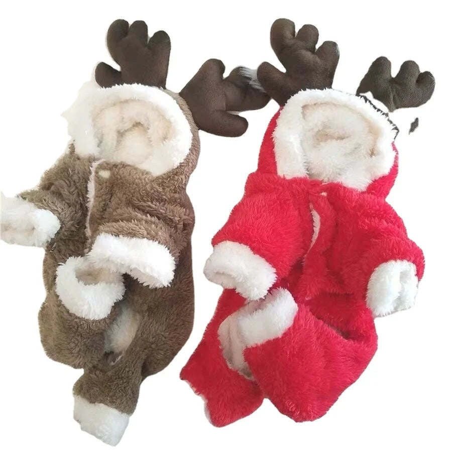 Manufacturer Wholesale New Soft Warm Thick Four-Legged Dog Hoodi Costume Cat Cute Elk Dog Pet Christmas Clothes