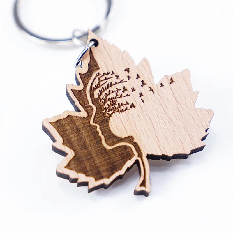 Custom Wooden Tourist Souvenir Christmas Gift Wooden Laser Engraved Key Chain Wood Keyring With Your Owb