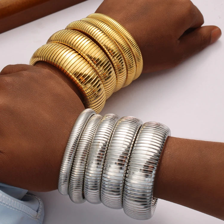 G2046 Jewelry Wholesale Bracelets Statement Bangle Titanium Steel Stretchable Elastic Stainless Steel Bracelet for Women