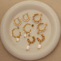 European Luxury Elegant Fashionable Premium Quality Shiny Waterproof Baroque Pearl Hoop Earrings