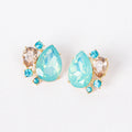 Chic 4 Claw Setting Sapphire Crystal Geometric Fashion Earrings Blue Crystal Rhinestone Water Drop Stud Earrings