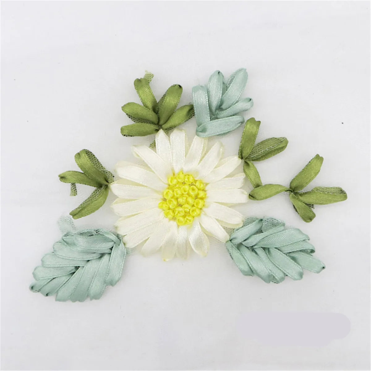 3D Embroidery Flower Bridal Lace Applique Ribbon Trim Tulle DIY Wedding Dress Sewing Patch Fabric Decor
