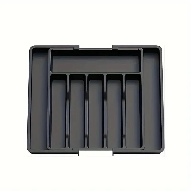 Adjustable Plastic Tray Expandable Kitchen Storage Drawer Organizer for Silverware Utensils Silver Color Kitchen Tool