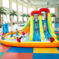 Inflatable Bouncer Combo Double Lane Inflatable Water Slide Bounce House with Water PoolTrampolineShooting NetBasketClimbing