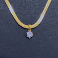 Women Diamond Jewelry Single Round Crystal Stone Fat Snake Chain 18k Gold Colored Cubic Zirconia Herringbone Chain Necklace 4mm