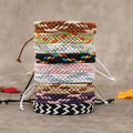 SC Wholesale Handmade Braided Double Layer Couple Bracelets Women Men Summer Waterproof Colorful Surfing Wax String Bracelets