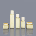 Luxury Gold Packaging Plastic Lotion Bottles 30ml 80ml 120ml Customized Cream Jars Cosmetic Packaging Container Set