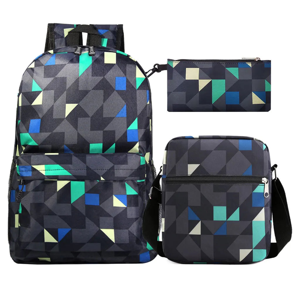 Waterproof Rucksack Backpack Multifunction College Students 3Pieces Set Book Bag Custom Design School Backpack