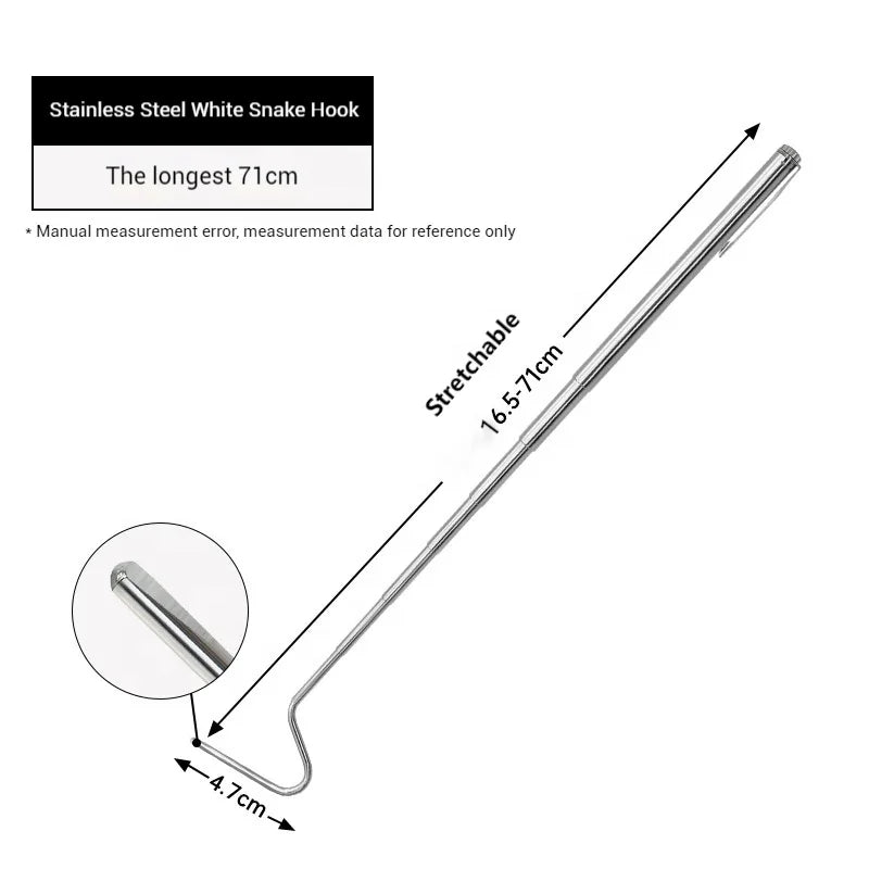 Five Segment Expansion and Contraction Stainless Steel Retractable Snake Catcher Reptile Hook Catcher