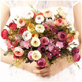 Wholesale Silk Rose Bud Artificial Bouquet Indoor Decoration Cake Flower Artificial